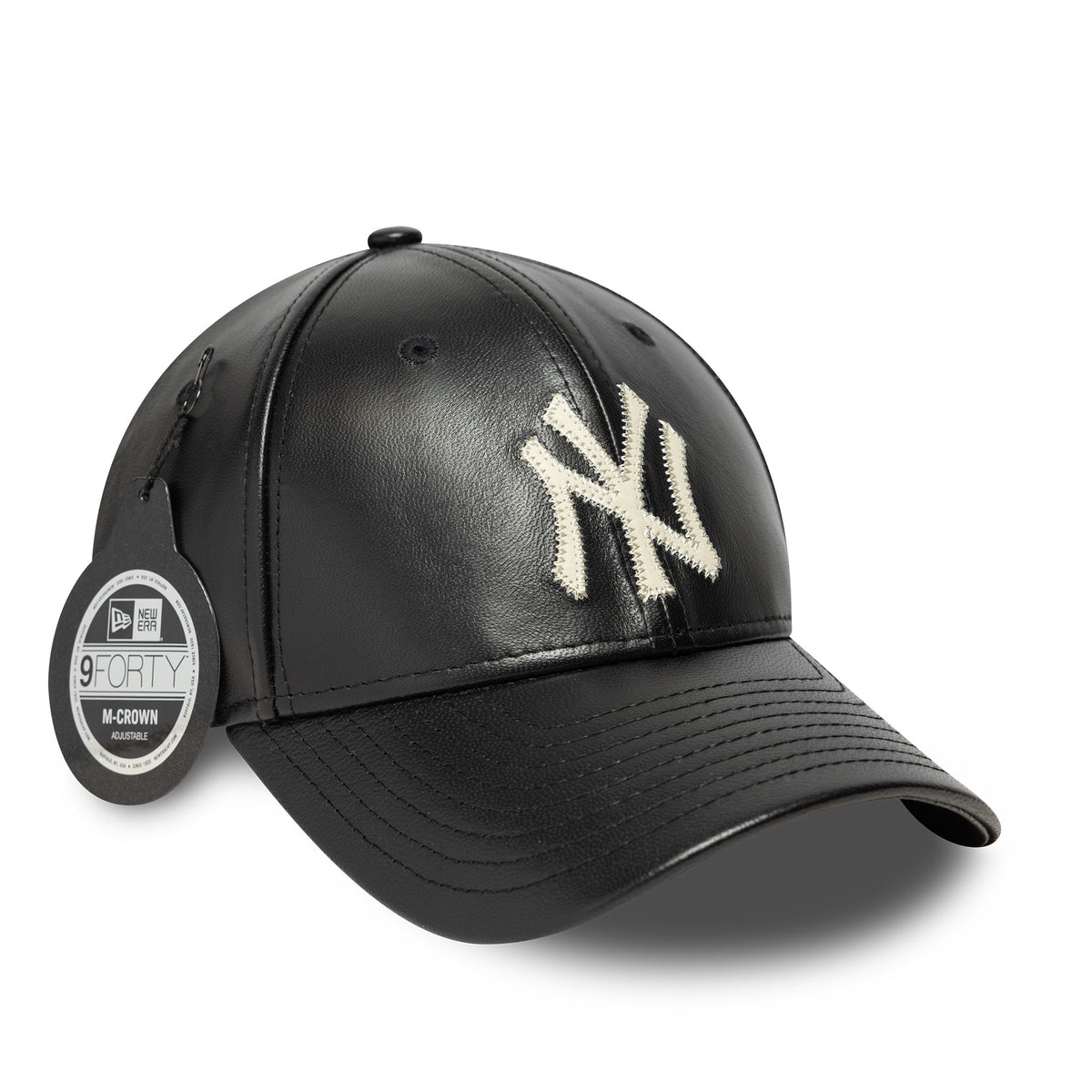 New Era NY Yankees 9FORTY Leather M-Crown Cap Black