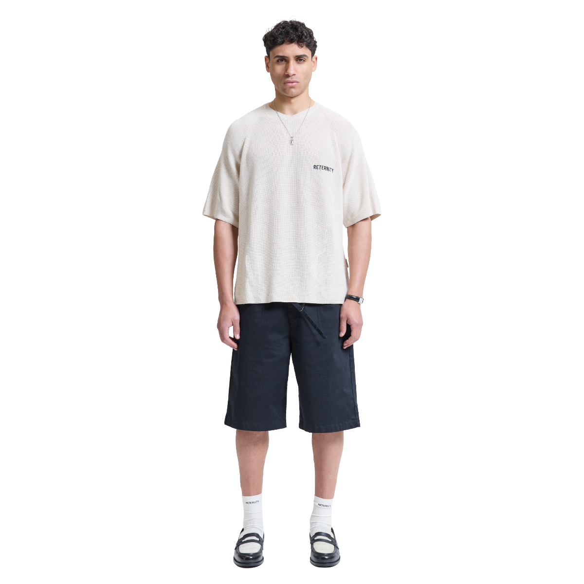 Reternity Pleated Chino Shorts Black