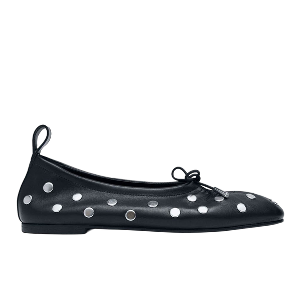 Alohas Rosalind All Studs Black Leather Ballet Flats