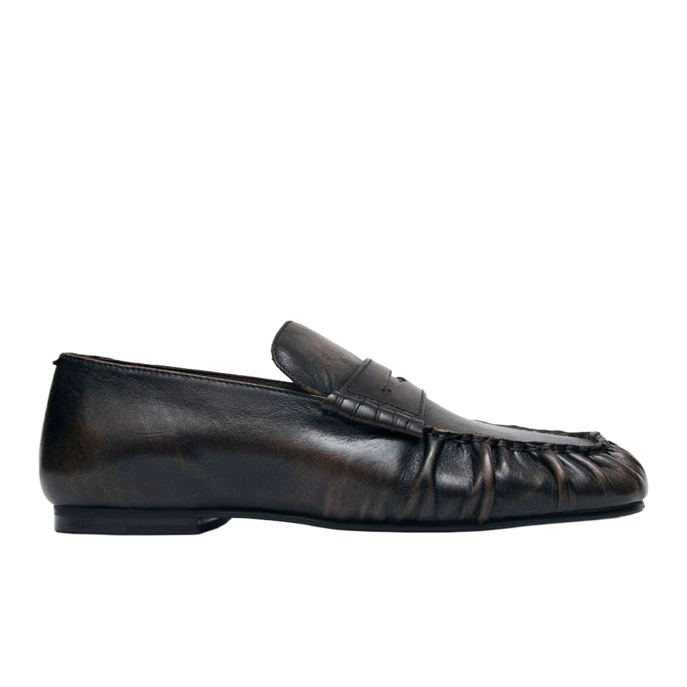 Alohas Aven Vintage Effect Brown Leather Loafers