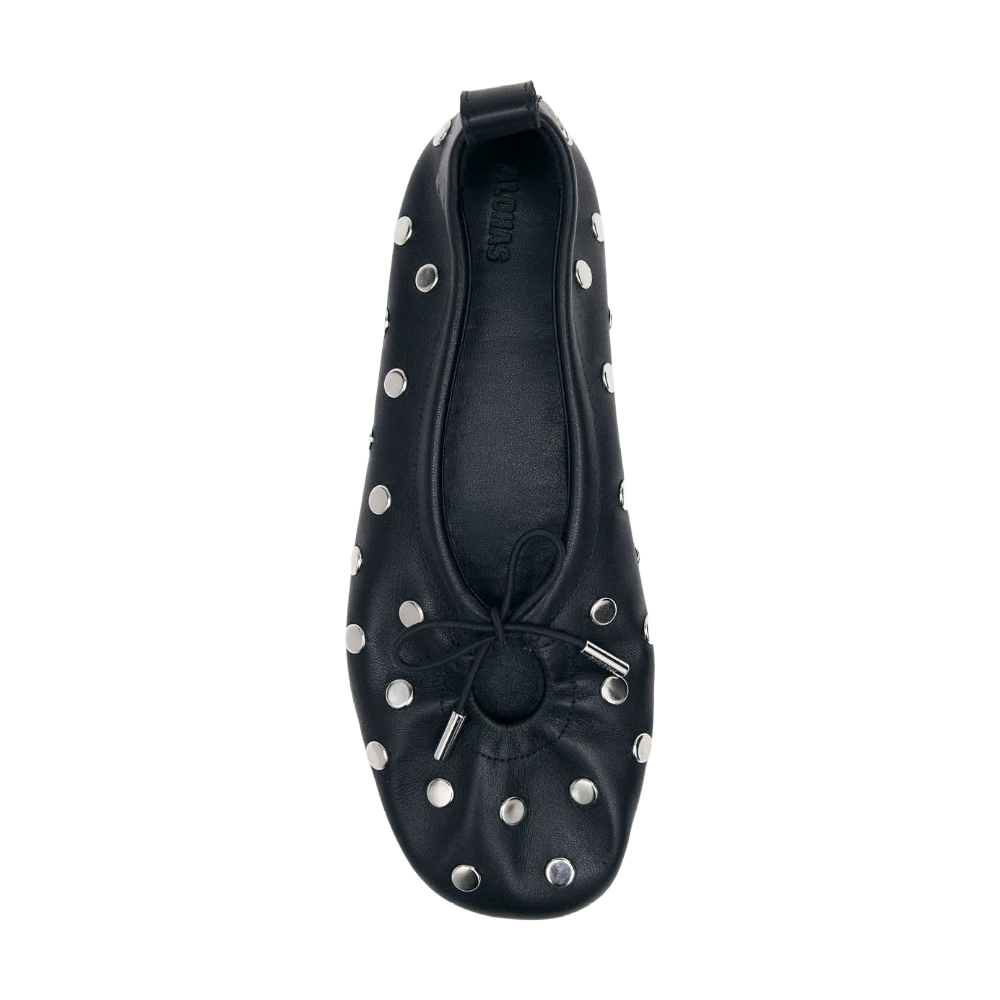 Alohas Rosalind All Studs Black Leather Ballet Flats