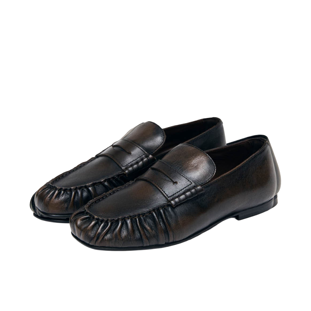 Alohas Aven Vintage Effect Brown Leather Loafers
