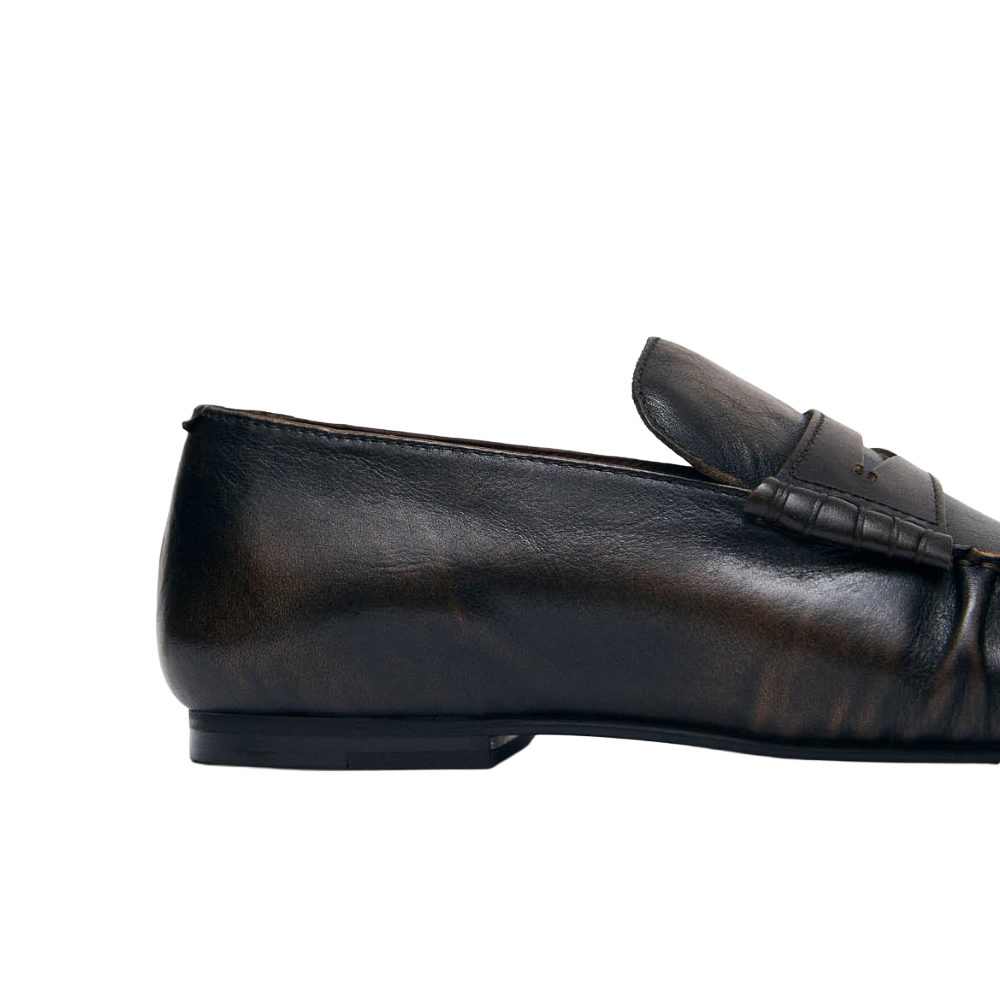Alohas Aven Vintage Effect Brown Leather Loafers