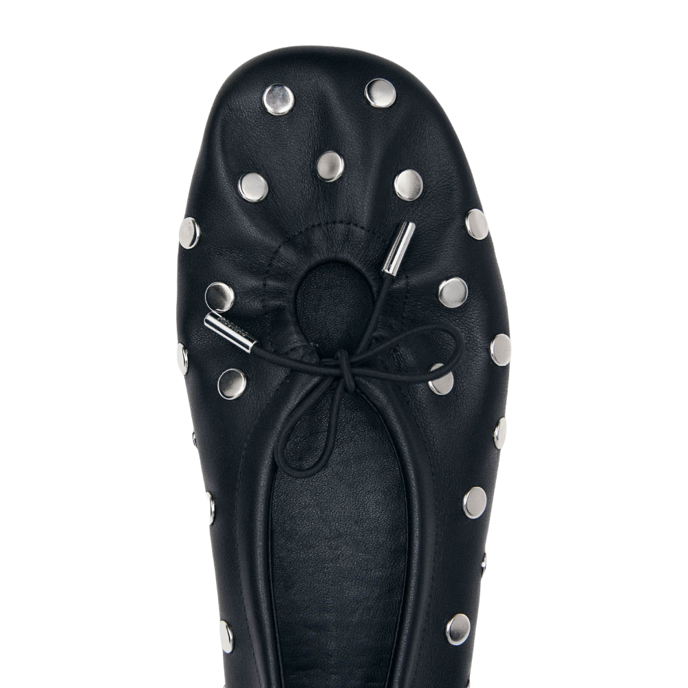 Alohas Rosalind All Studs Black Leather Ballet Flats