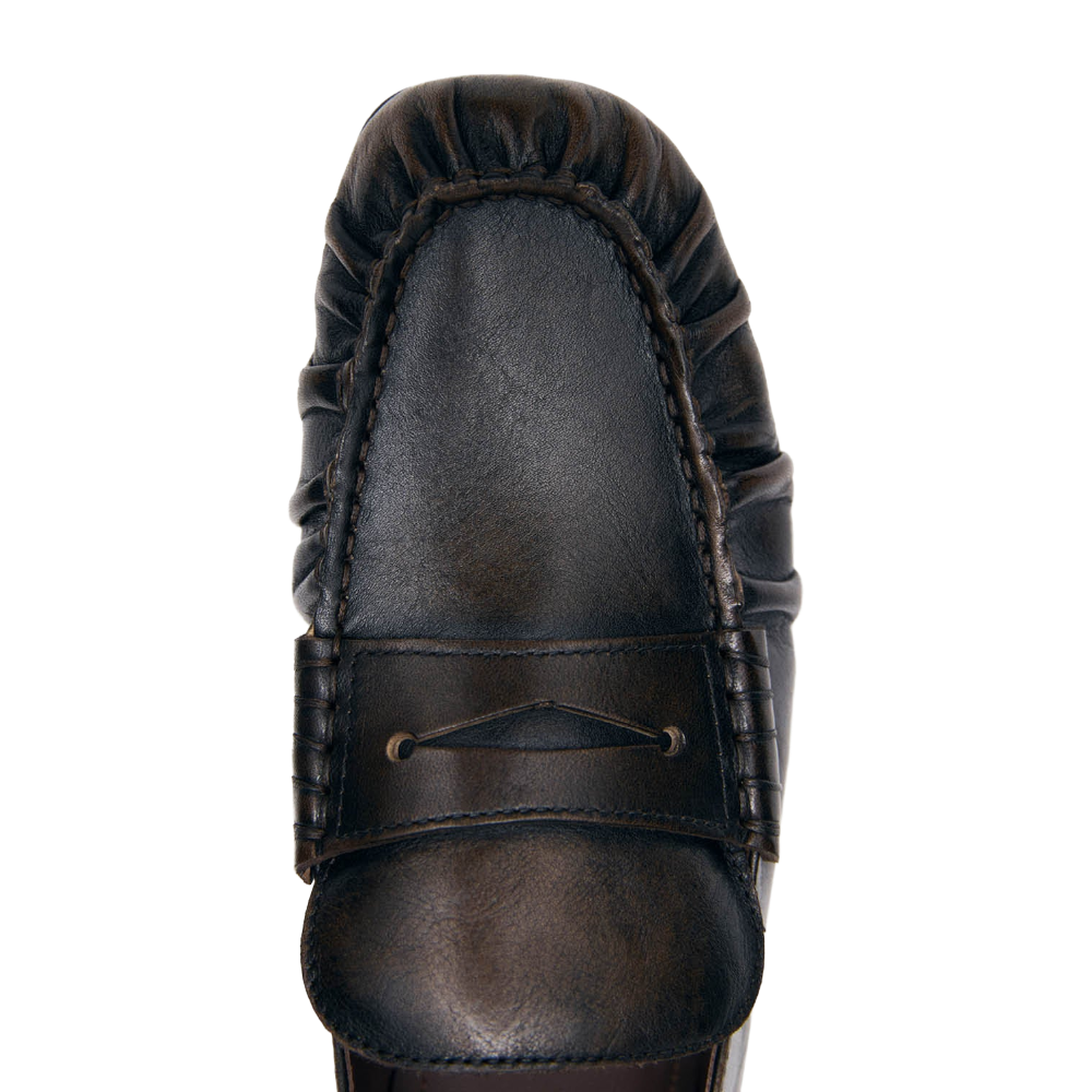 Alohas Aven Vintage Effect Brown Leather Loafers