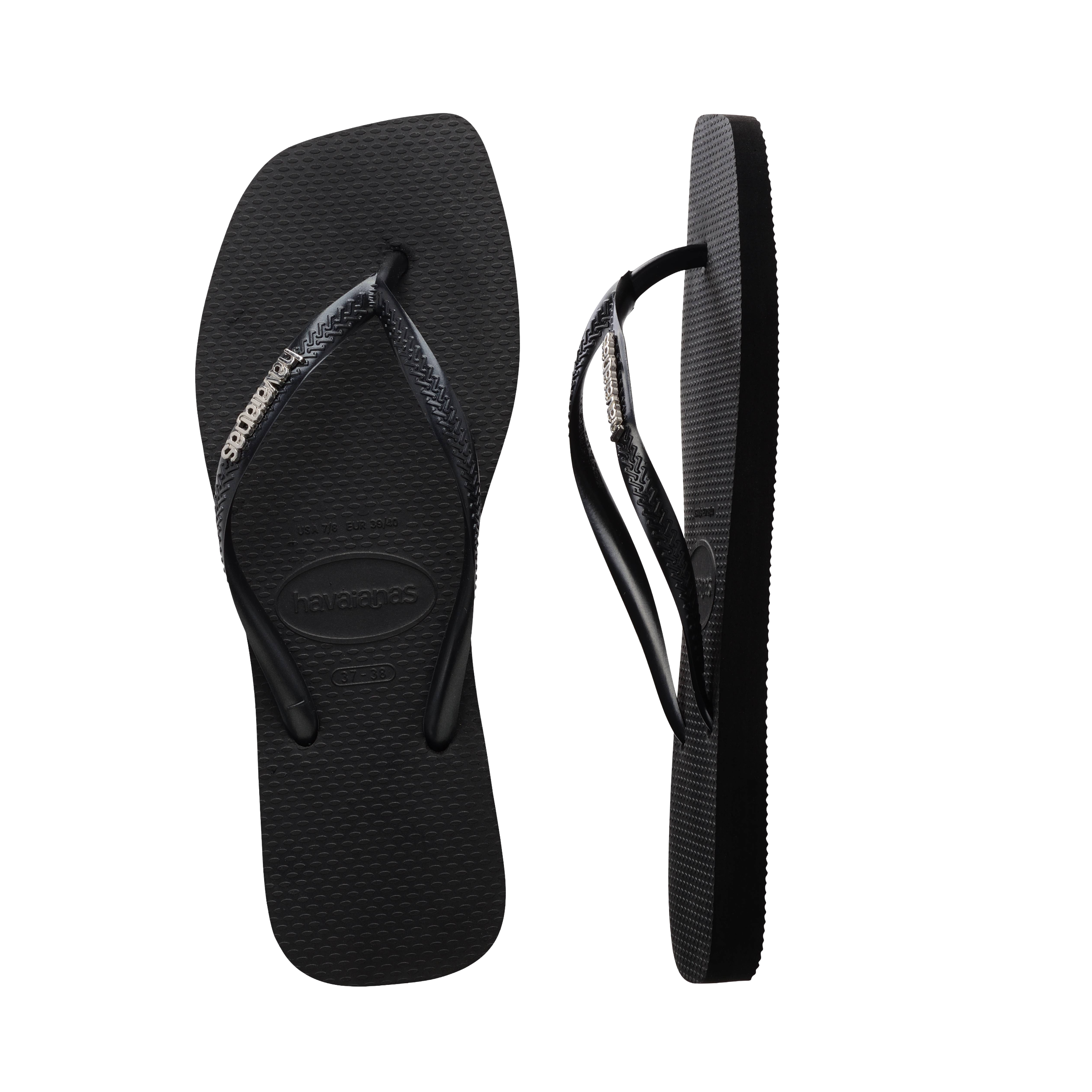 Havaianas Flip Flop Square Logo Metallic Schwarz Damen
