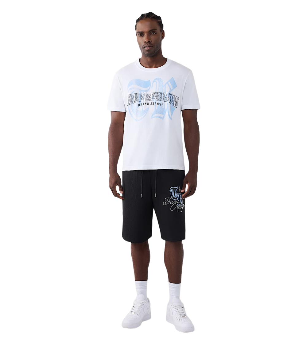 True Religion Crystal Mesh Mikey Baggy Shorts