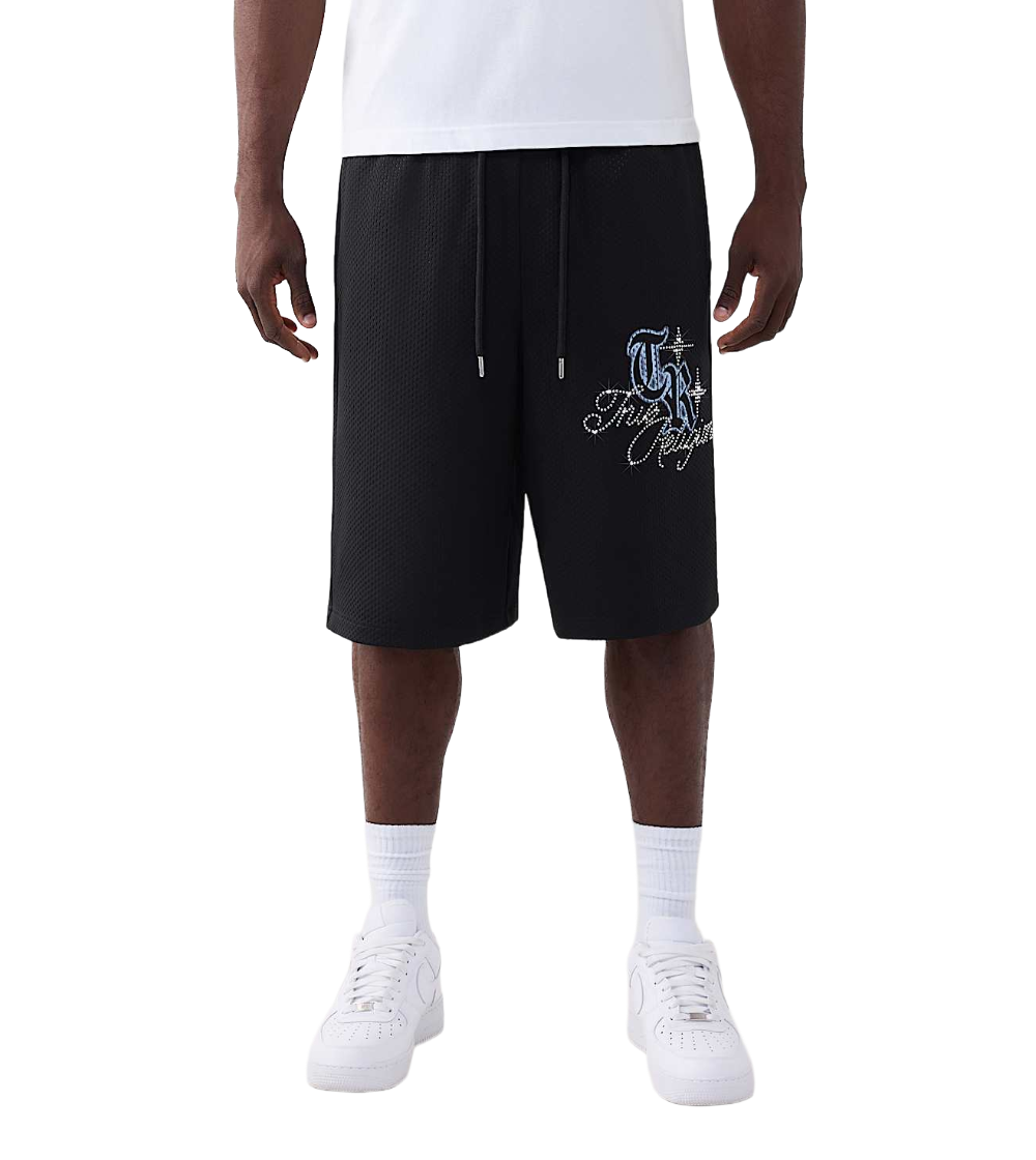 True Religion Crystal Mesh Mikey Baggy Shorts