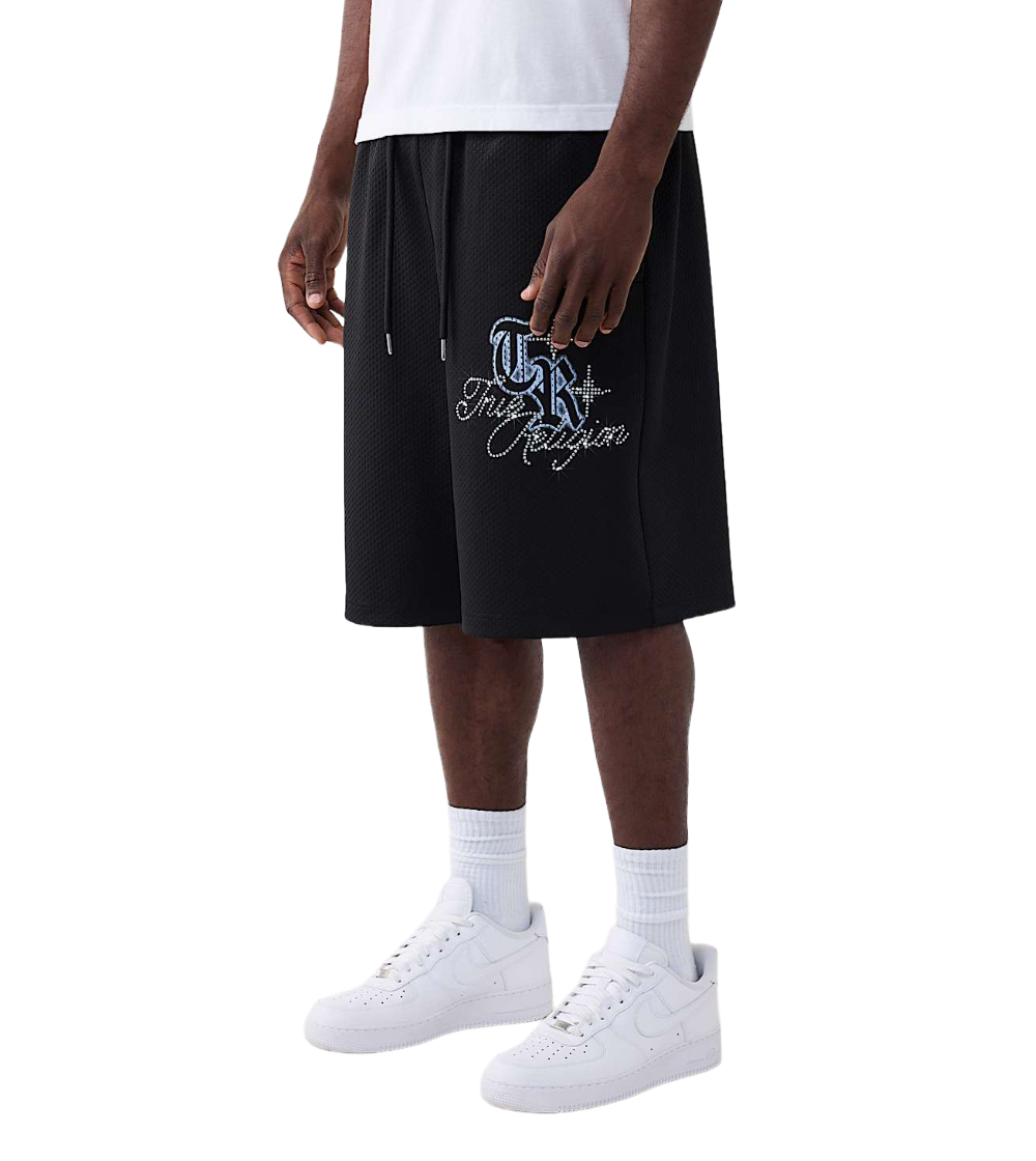 True Religion Crystal Mesh Mikey Baggy Shorts