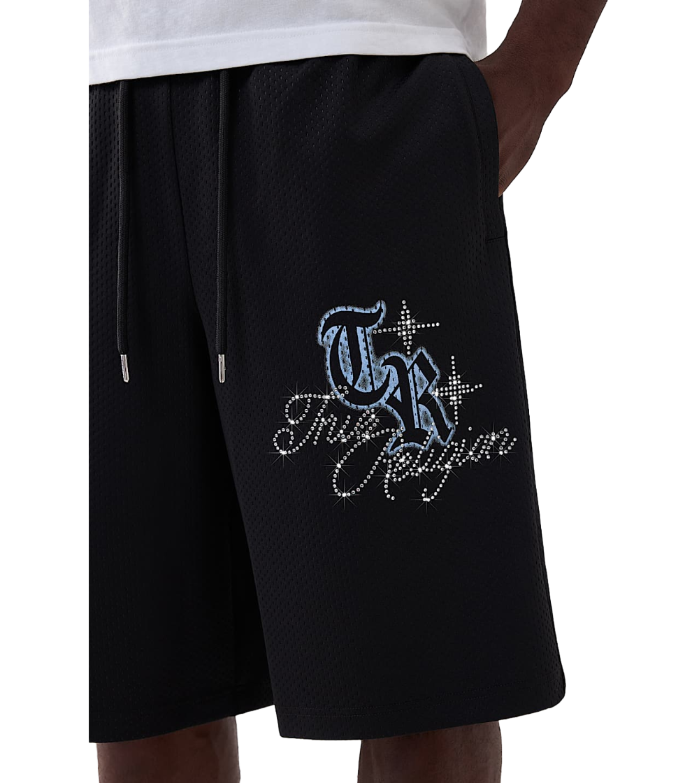 True Religion Crystal Mesh Mikey Baggy Shorts