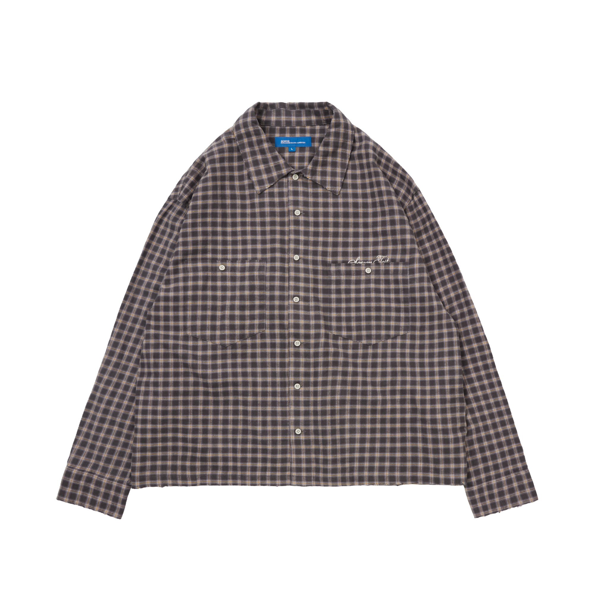 SCRT Distressed Plaid Shirt Asphalt