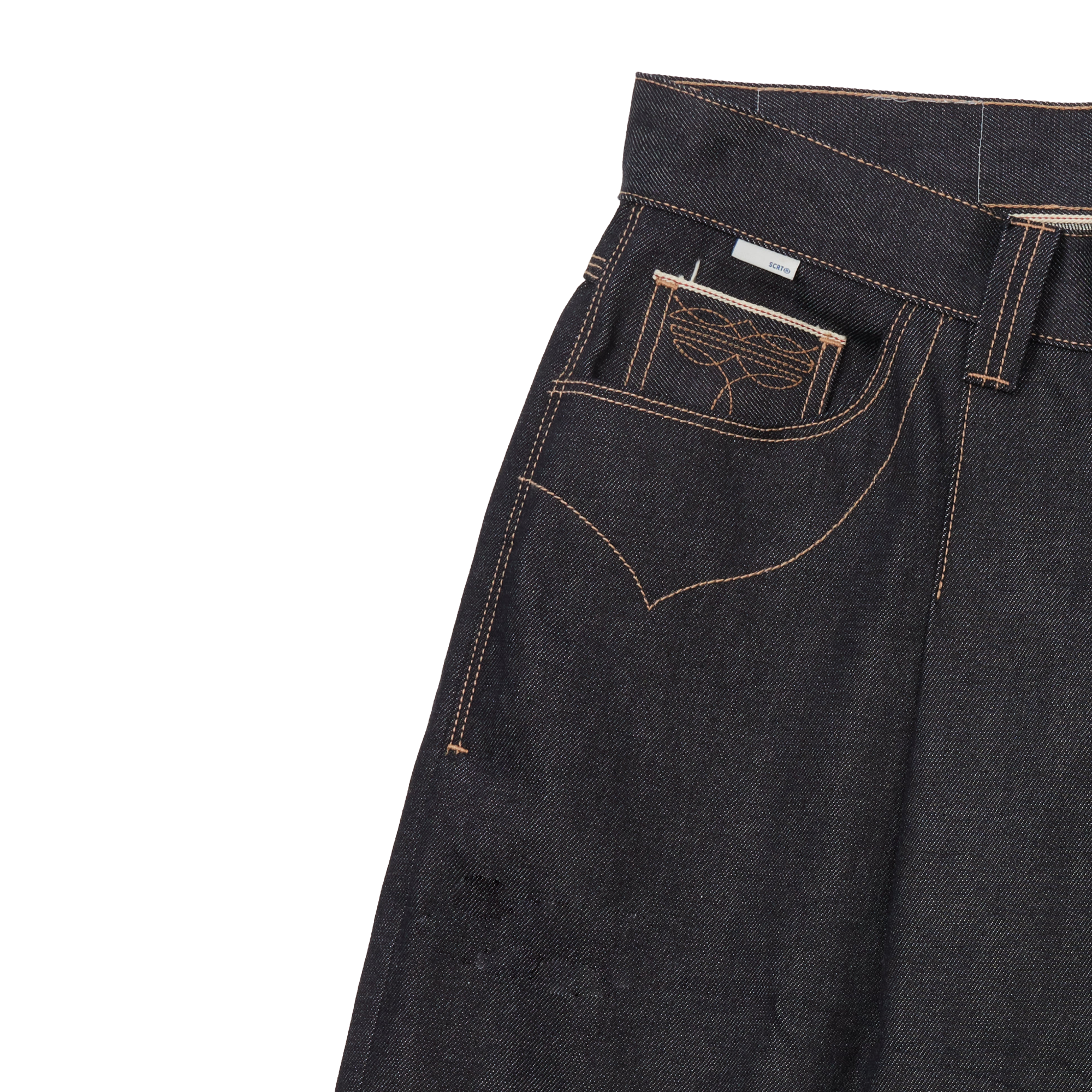 SCRT Selvedge Denim Wide Shorts Indigo