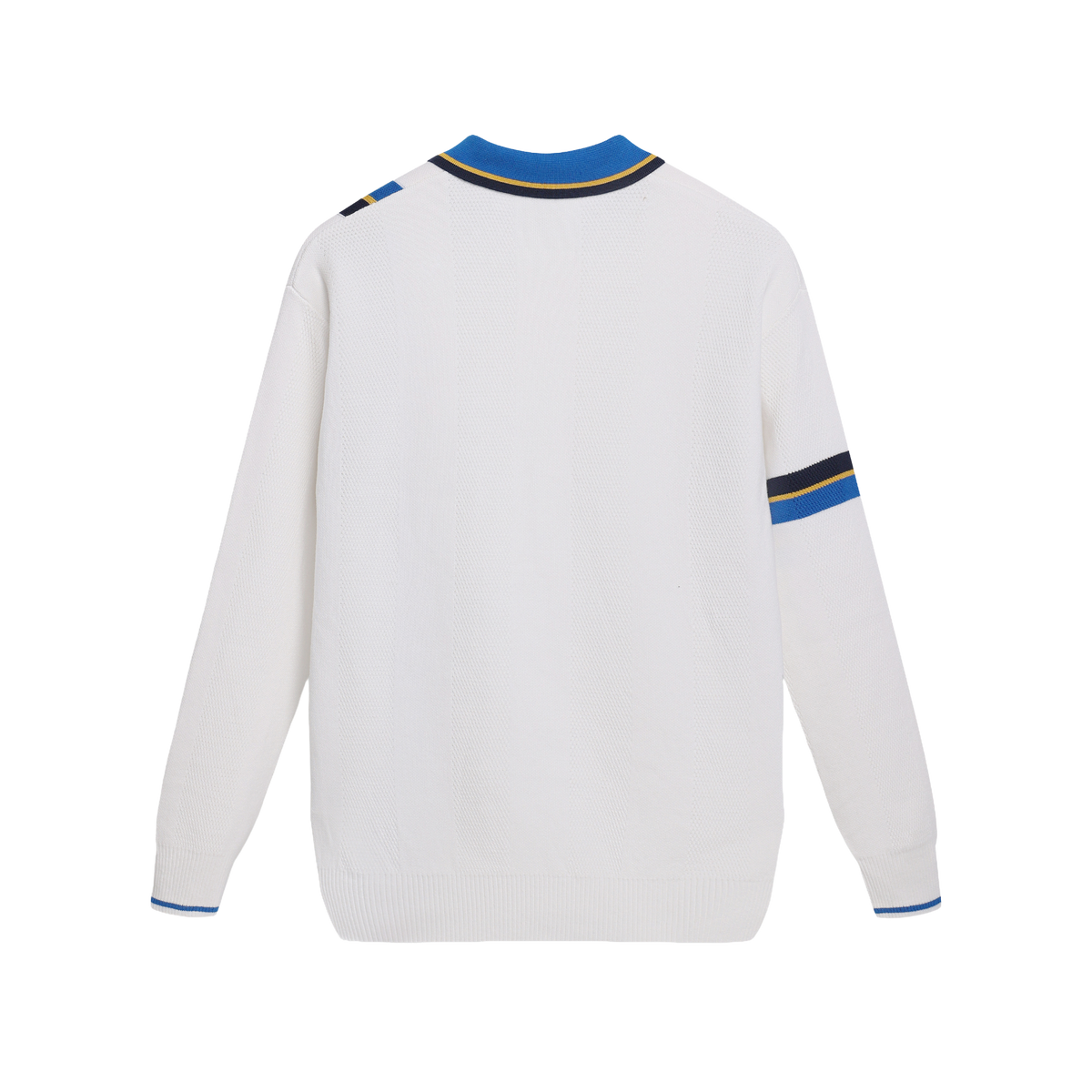 Umbro LS Knitted Football Polo Brilliant White Skydiver Dress Blue