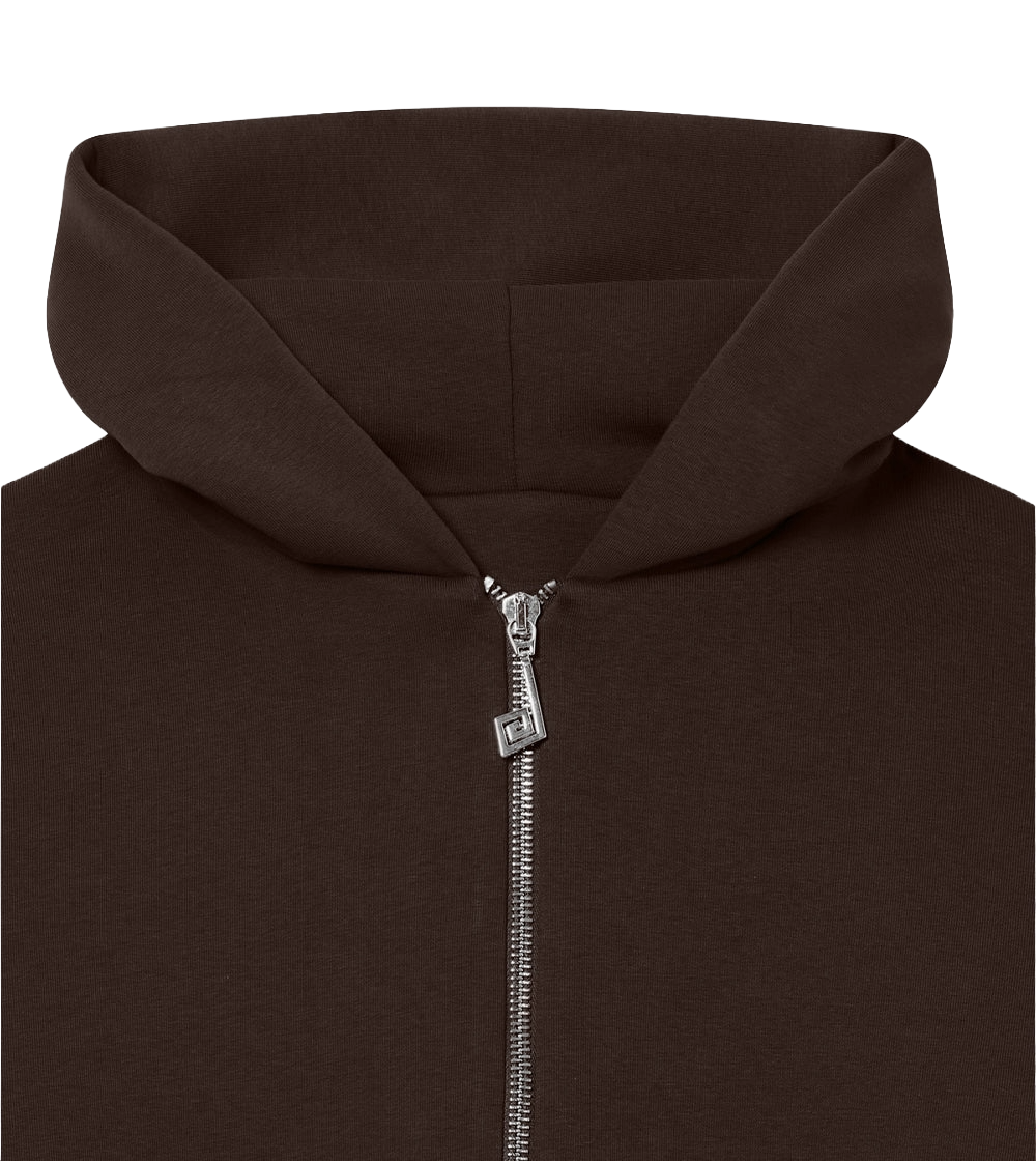 Perplex Double Layered Zip Hoodie Mocha Brown