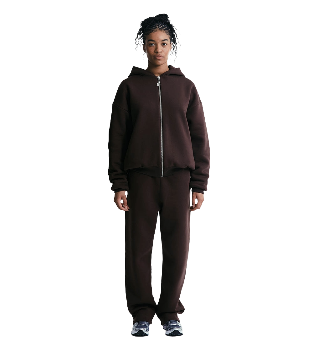 Perplex Double Layered Zip Hoodie Mocha Brown
