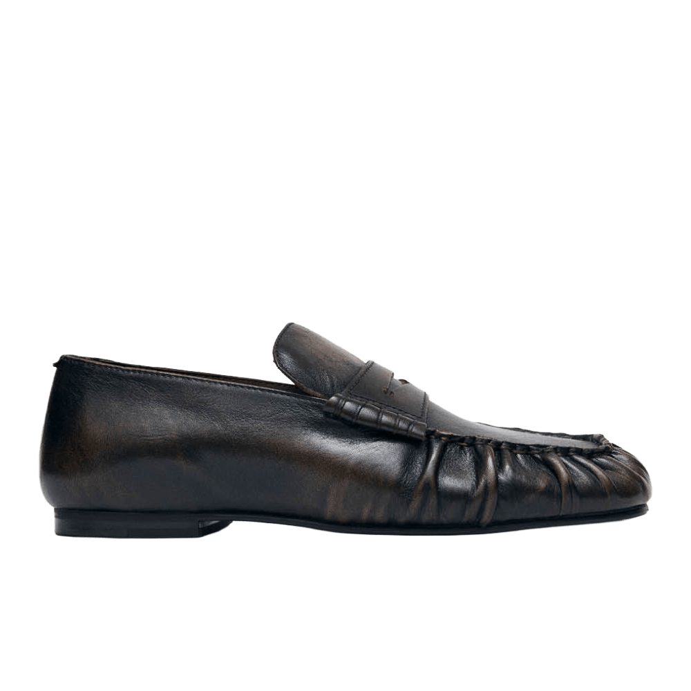 Alohas Aven Vintage Effect Brown Leather Loafers - CALOA13625 - Coziness