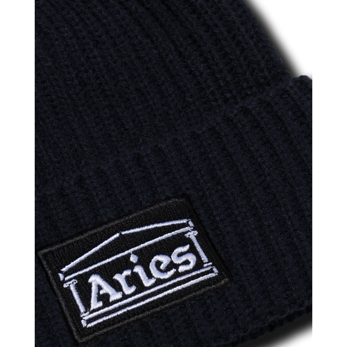 Aries Temple Patch Rib Knit Beanie Black - CARIT15178 - Coziness