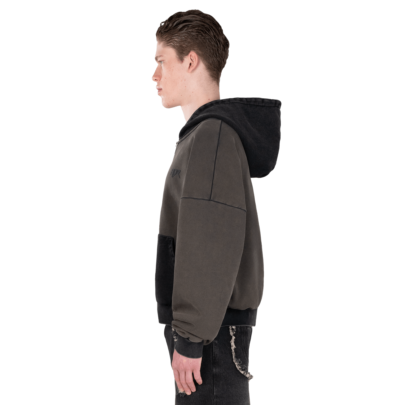 Atelier De Roupa Logo Zip Hoodie Schwarz Braun - CATED10973 - Coziness