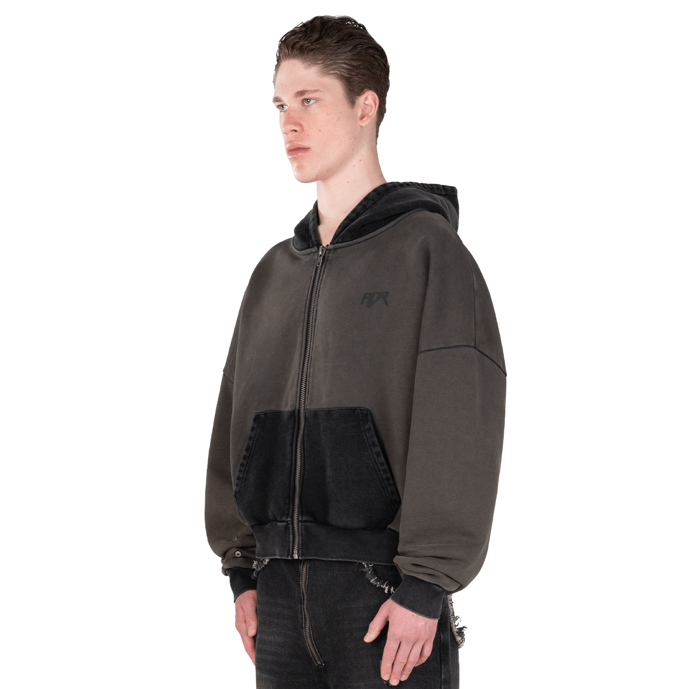 Atelier De Roupa Logo Zip Hoodie Schwarz Braun - CATED10973 - Coziness