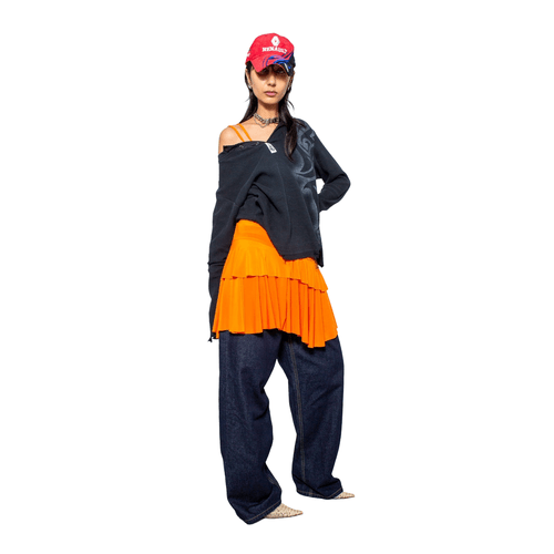 BeWider Super Loose Raw Baggy Denim Dark Blue - CBEWS7192 - Coziness