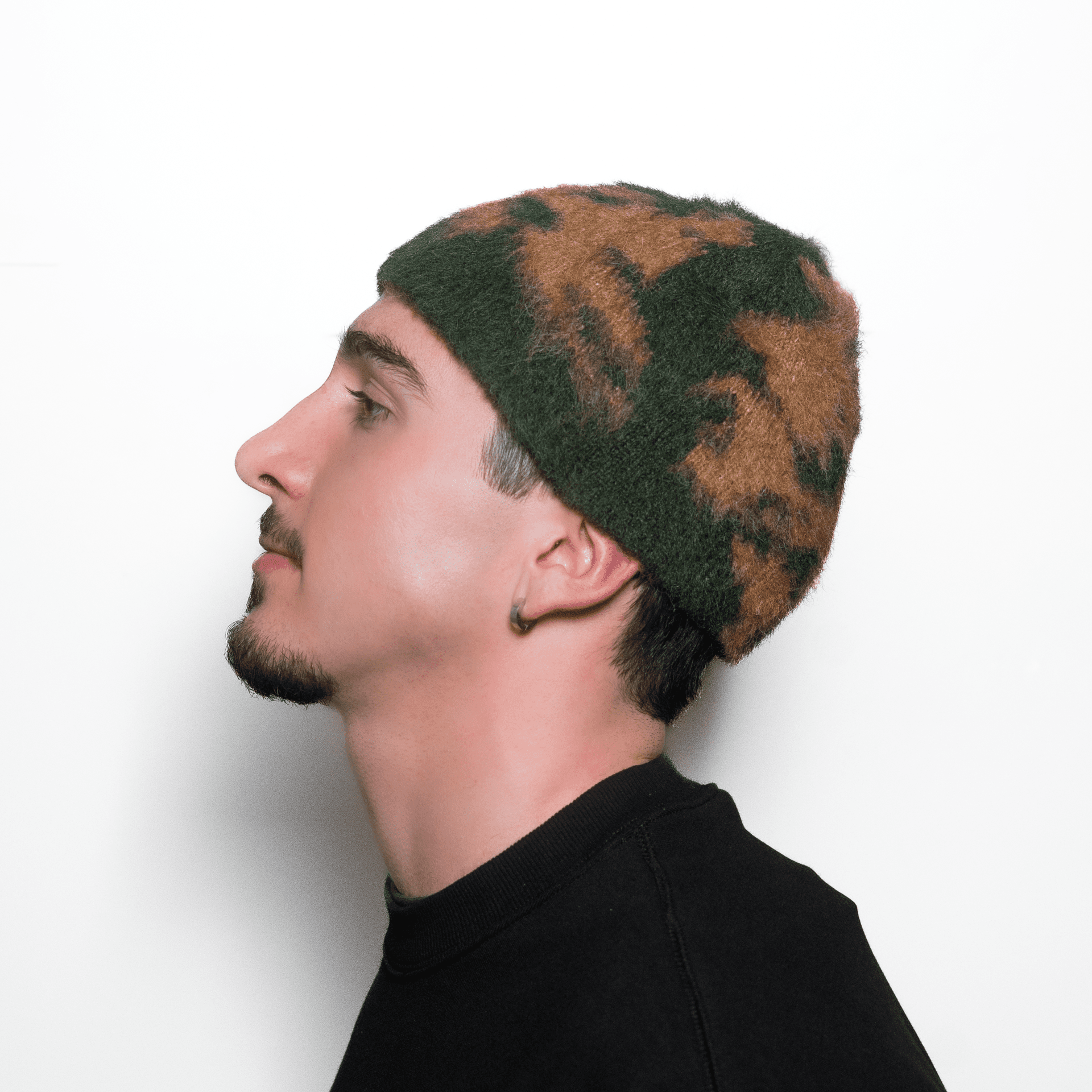 Coziness Blurred Flower Mohair Beanie Dirty Moss - CCOZB8256 - Coziness