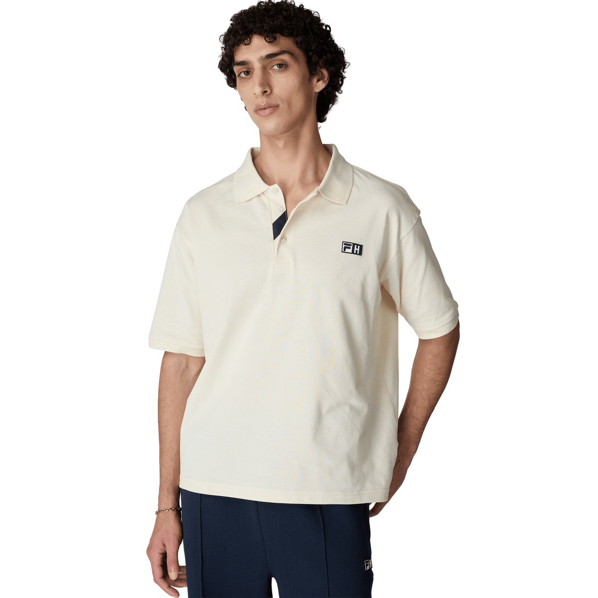 FILA x Highsnobiety loose boxy polo Antique White - CFILX15220 - Coziness