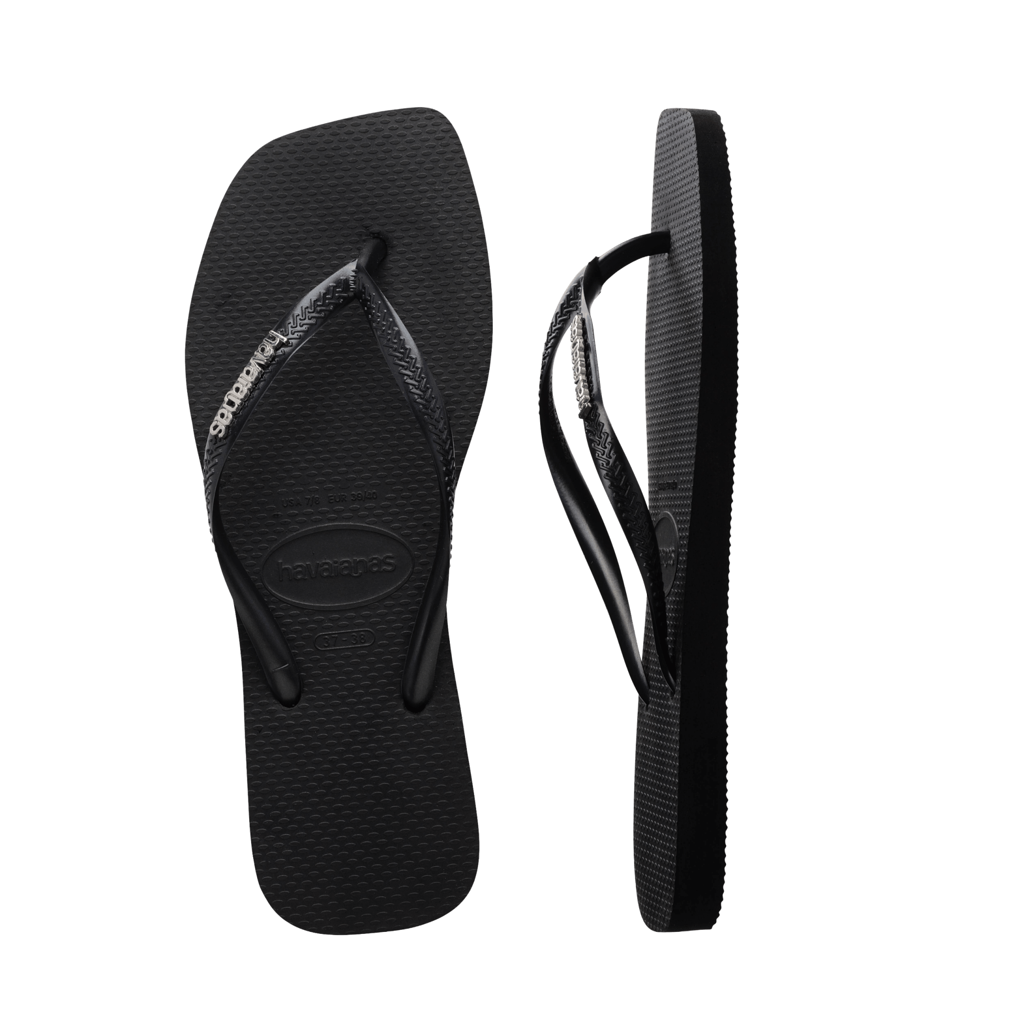 Havaianas Flip Flop Square Logo Metallic Schwarz Damen - CHAVF11357 - Coziness
