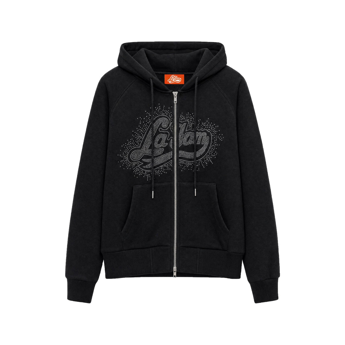 La Fam Amsterdam Zip Hoodie in Schwarz von vorne, freigestellt