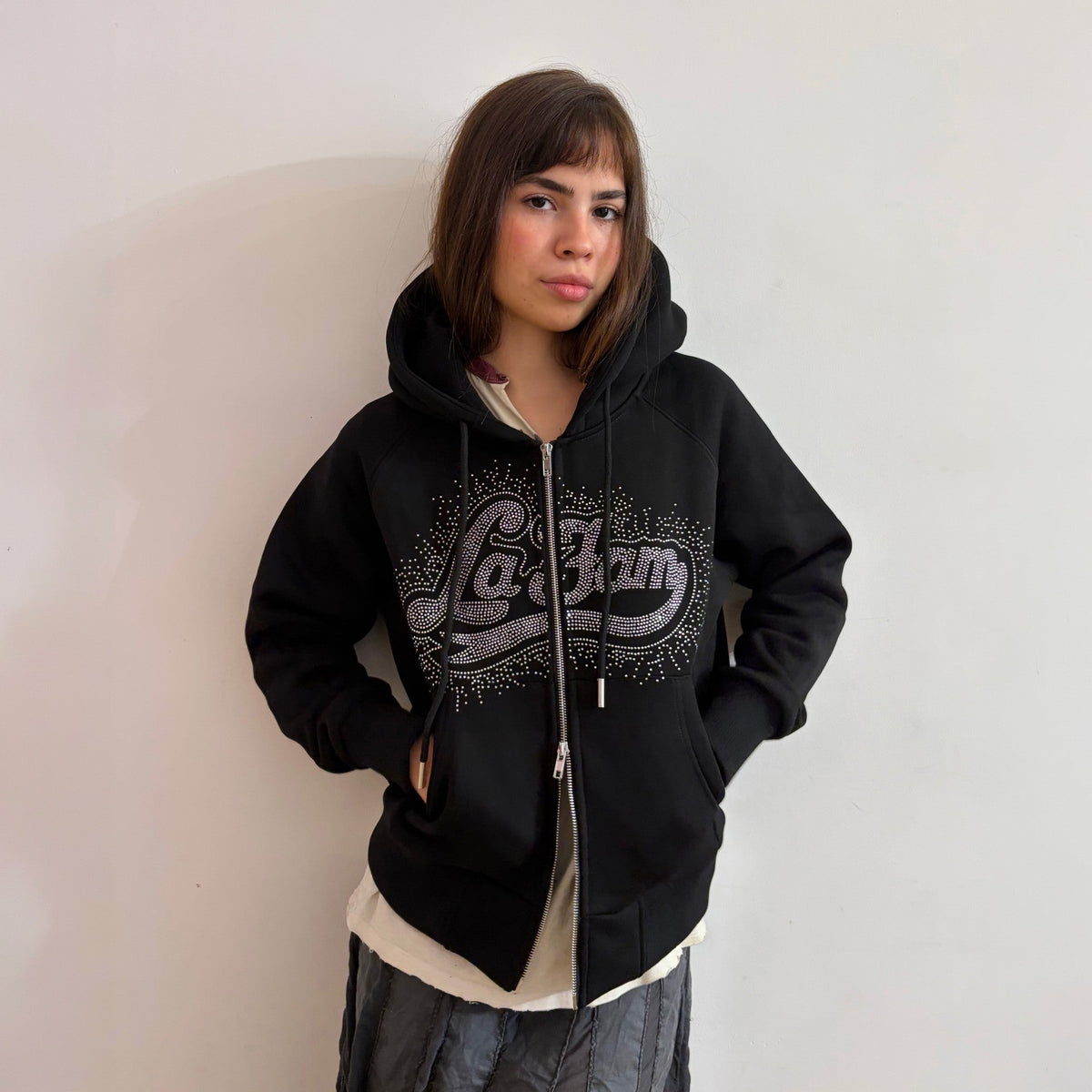 La Fam Diamond Zip Hoodie Black - CLAF14999 - Coziness