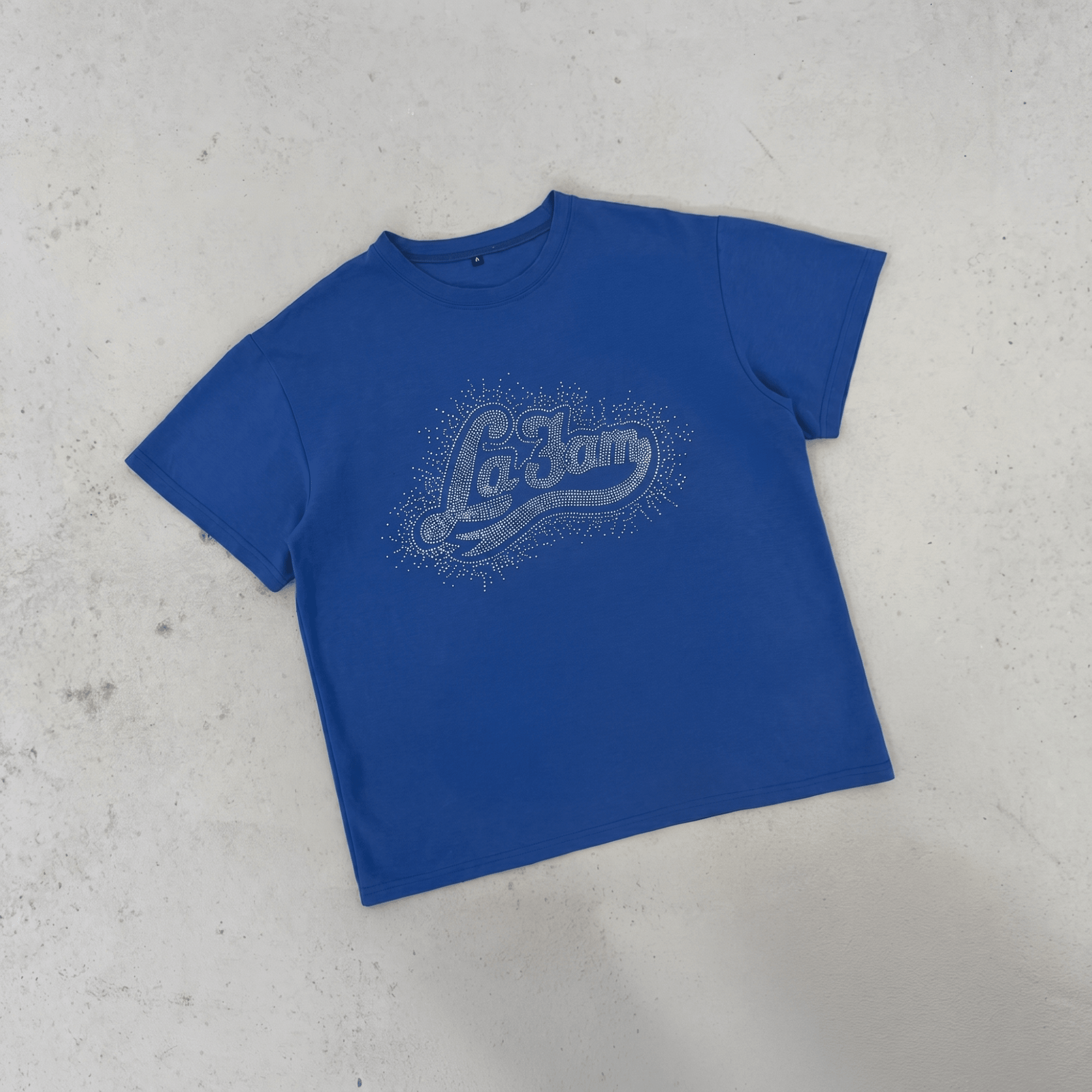 La Fam Rhinestone Diamond Logo T-Shirt Blue - CLAF11304 - Coziness