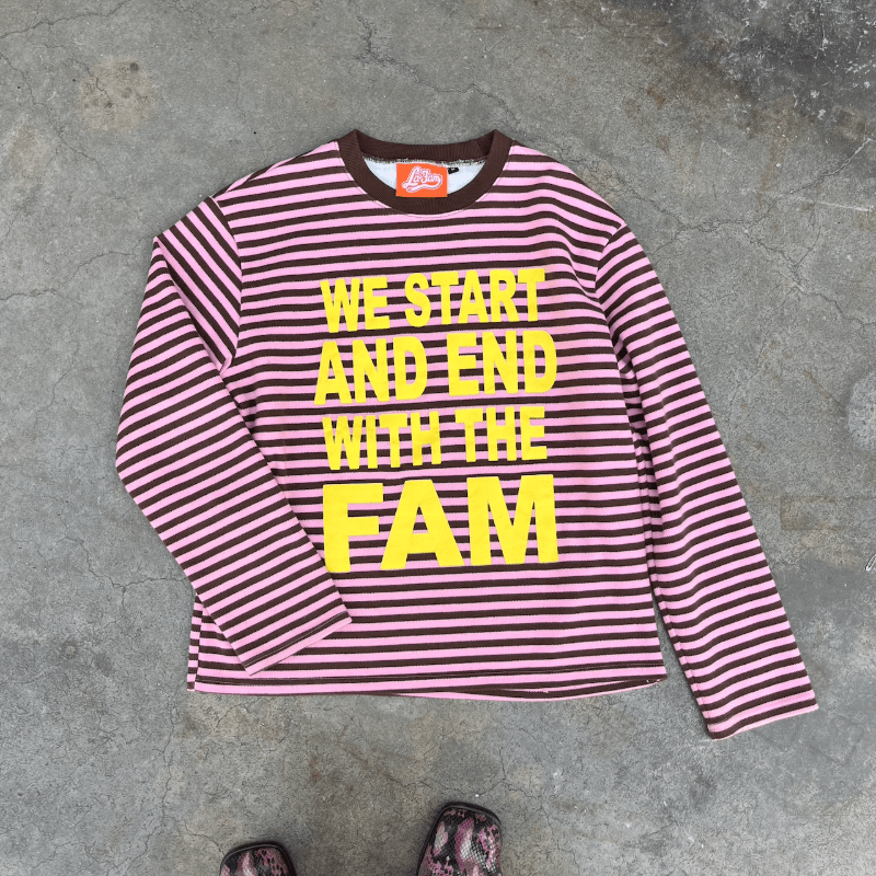 La Fam Striped Longsleeve Pink Brown - CLAF9880 - Coziness