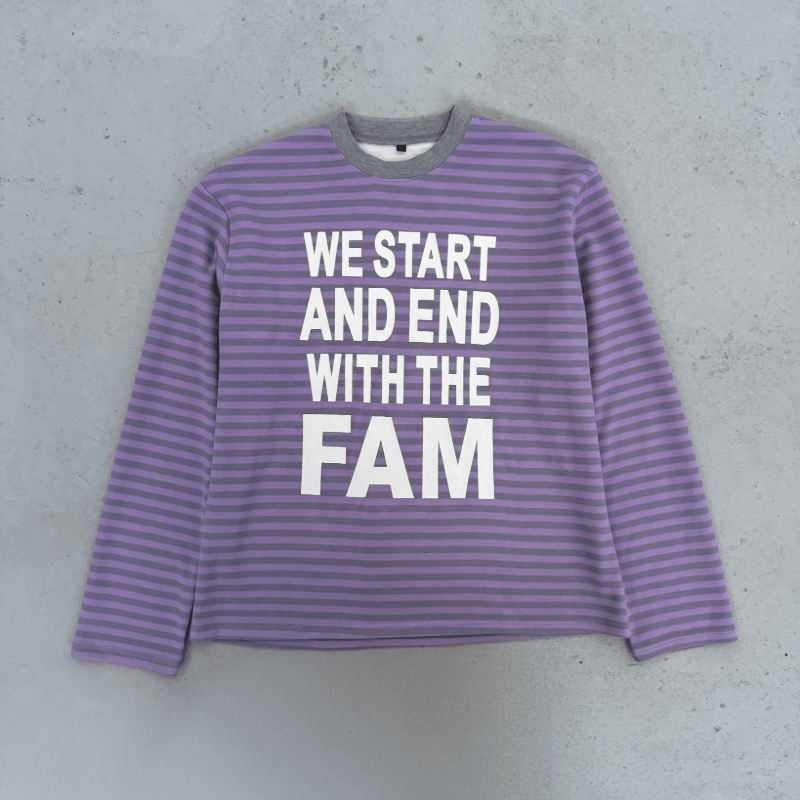 La Fam Striped Longsleeve Purple Grey - CLAF9885 - Coziness