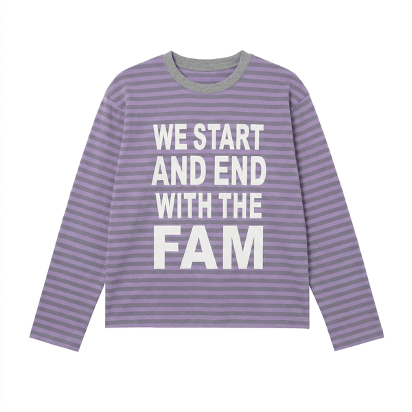 La Fam Striped Longsleeve Purple Grey - CLAF9885 - Coziness