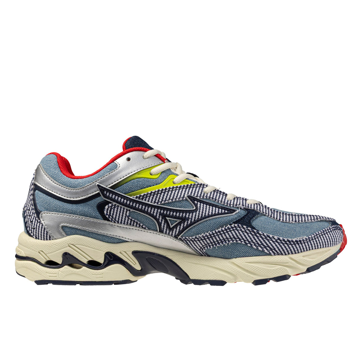 Mizuno x Sean Wotherspoon Wave MG4 LS Light Blue Off-White Red, Seite außen