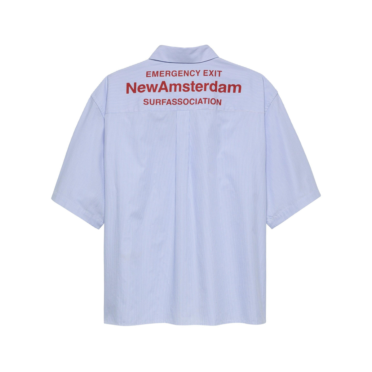 New Amsterdam Beach Shirt in Hellblau, Rückseite mit rotem Print