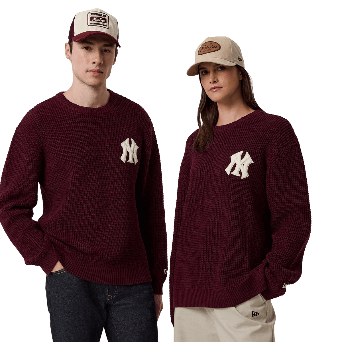 New Era MLB Waffle KNIT CREW Neyyan MRN - CNEWE15151 - Coziness