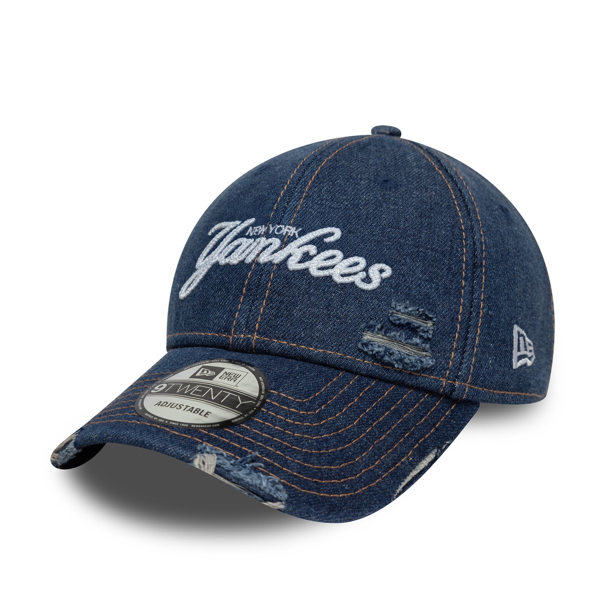 New Era NY Yankees Denim Distressed 9TWENTY Cap Navy - CNEWE8250 - Coziness