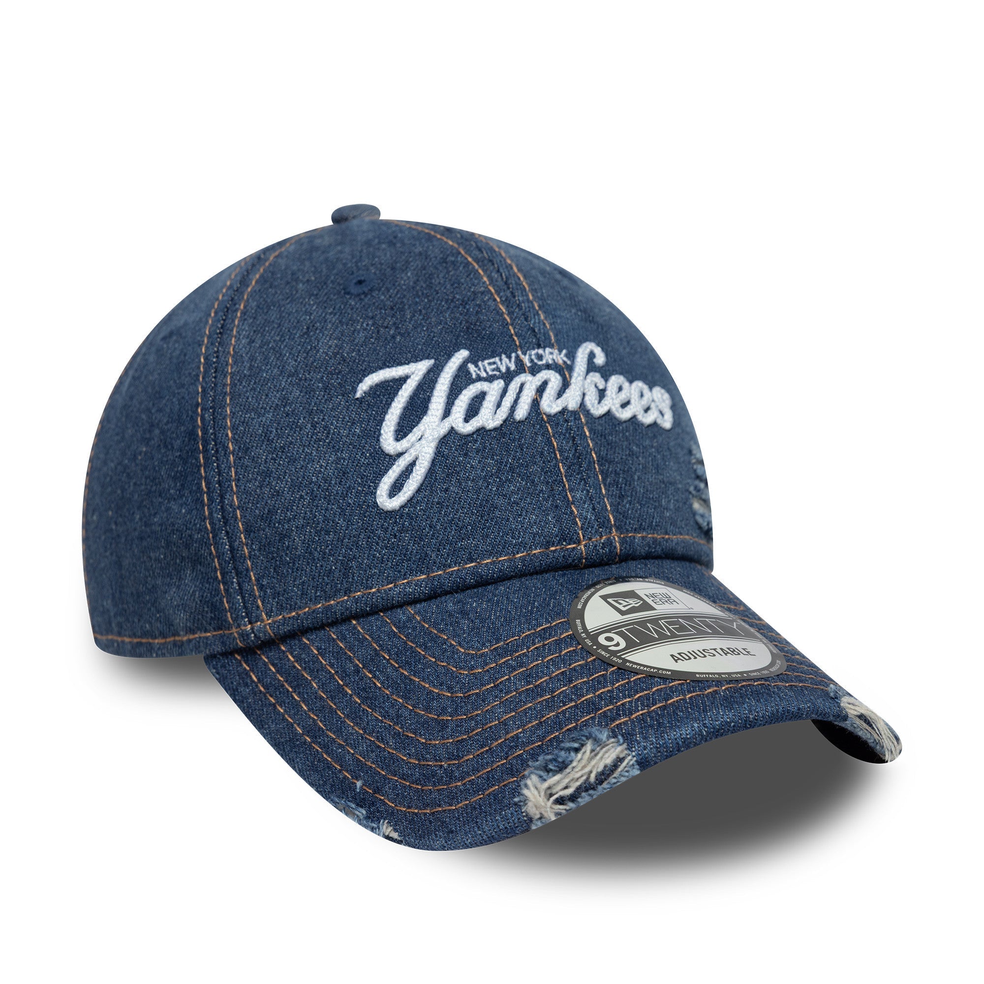 New Era NY Yankees Denim Distressed 9TWENTY Cap Navy - CNEWE8250 - Coziness