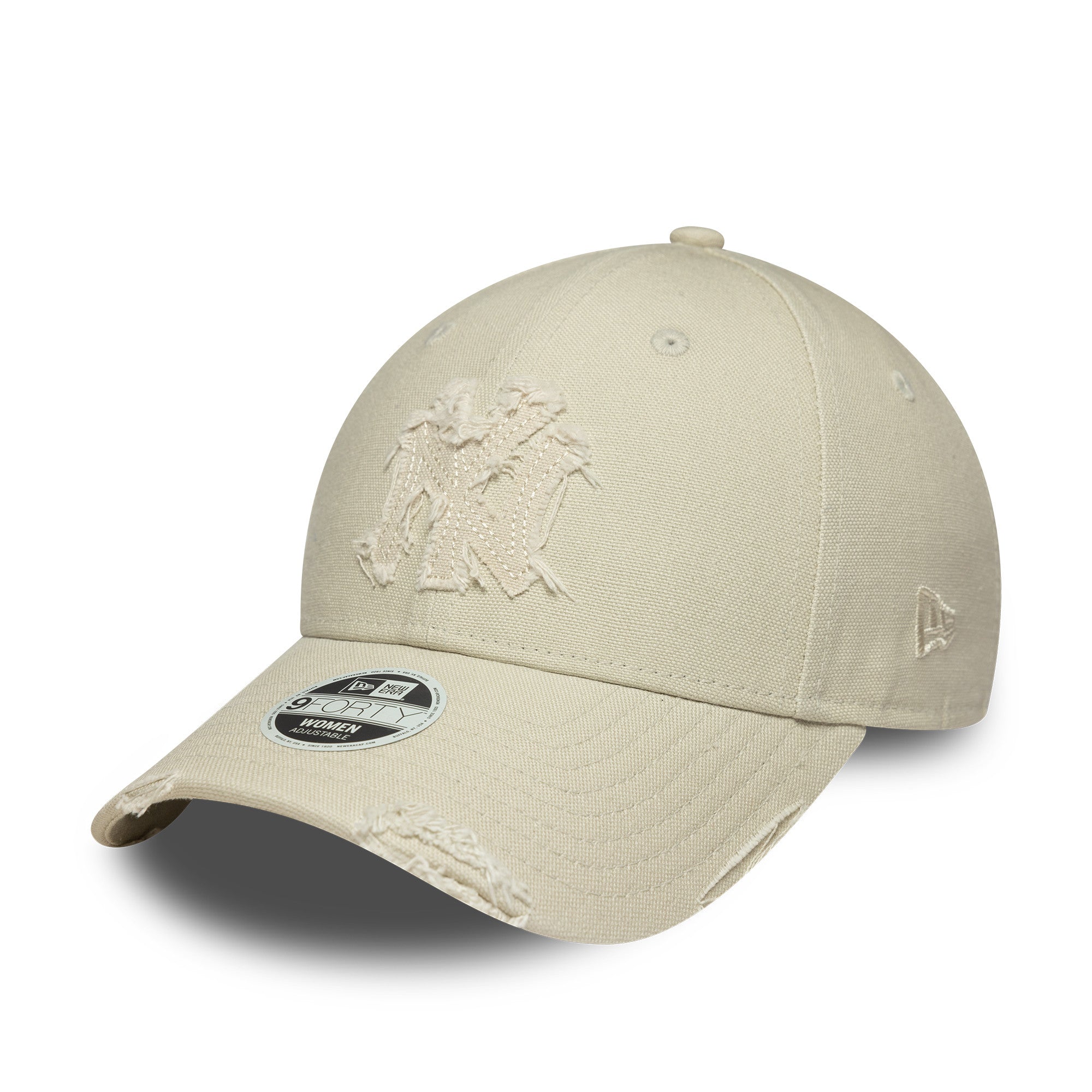 New Era NY Yankees Distressed 9FORTY Cap Beige Wmns - CNEWE7005 - Coziness