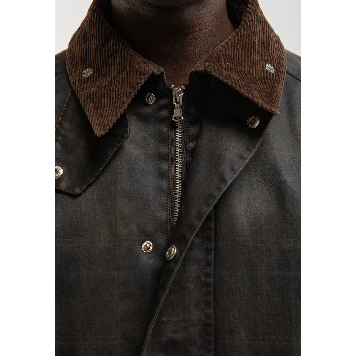 Reternity CHECKERED WAXED HUNTING JACKET DARK BLUE - CRETC14509 - Coziness