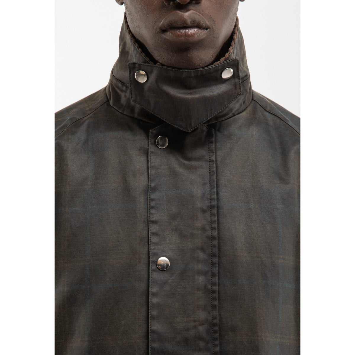 Reternity CHECKERED WAXED HUNTING JACKET DARK BLUE - CRETC14509 - Coziness