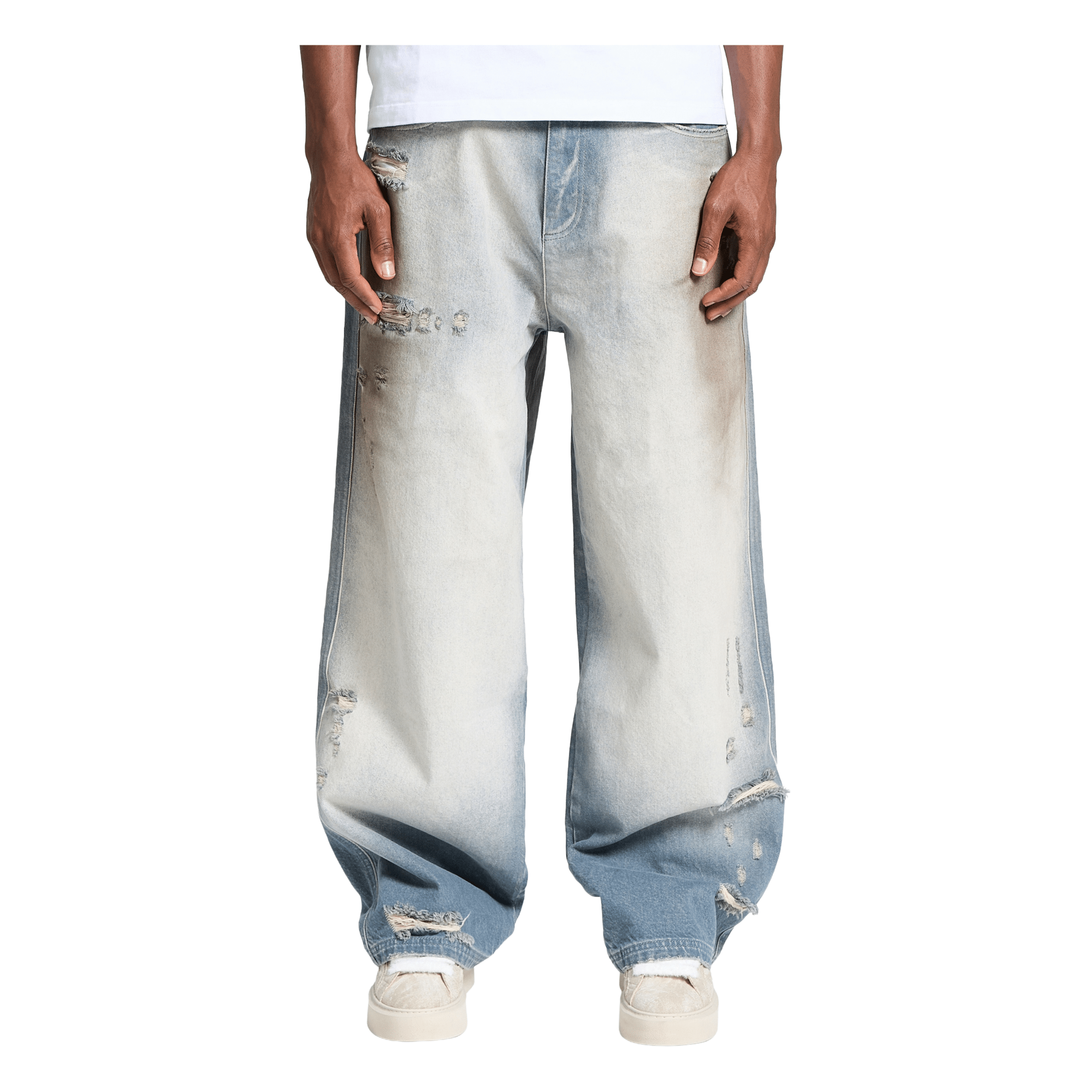 Reternity Coloris Distressed Denim Jeans Blue - CRETC6835 - Coziness