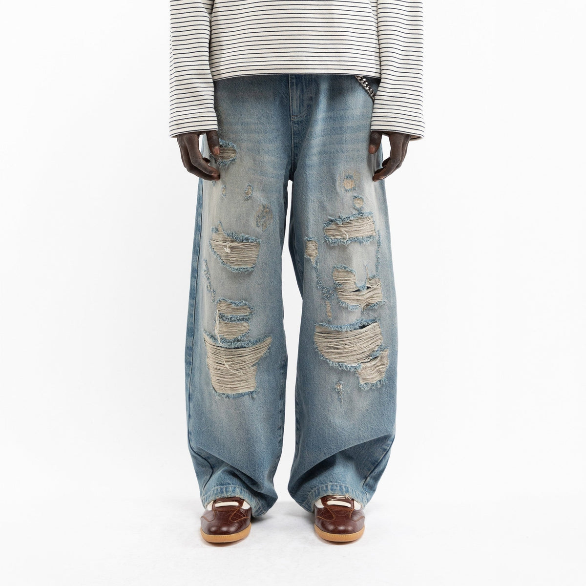 Reternity DISTRESSED BAGGY DENIM WASHED BLUE - CRETD14513 - Coziness