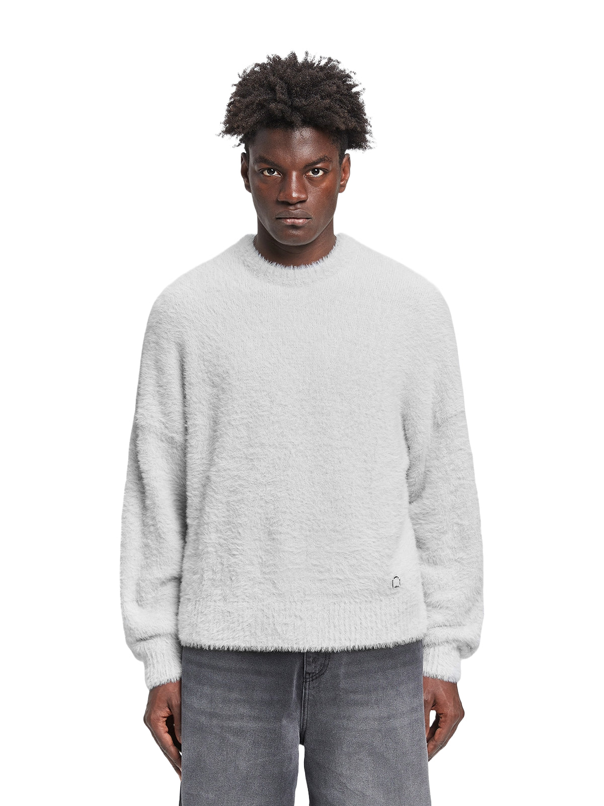 Reternity Essential Furry Knit Sweater Light Grey - CRETE3395 - Coziness