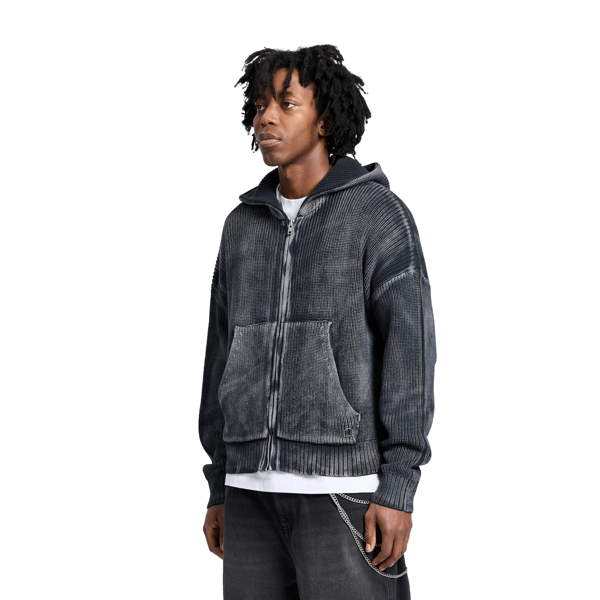Reternity Essential Knit Zip Hoodie Acid Black - CRETE7028 - Coziness