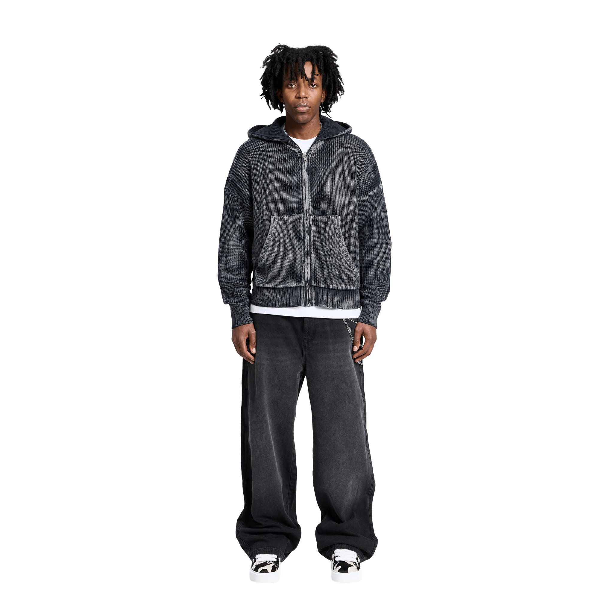 Reternity Essential Knit Zip Hoodie Acid Black - CRETE7028 - Coziness