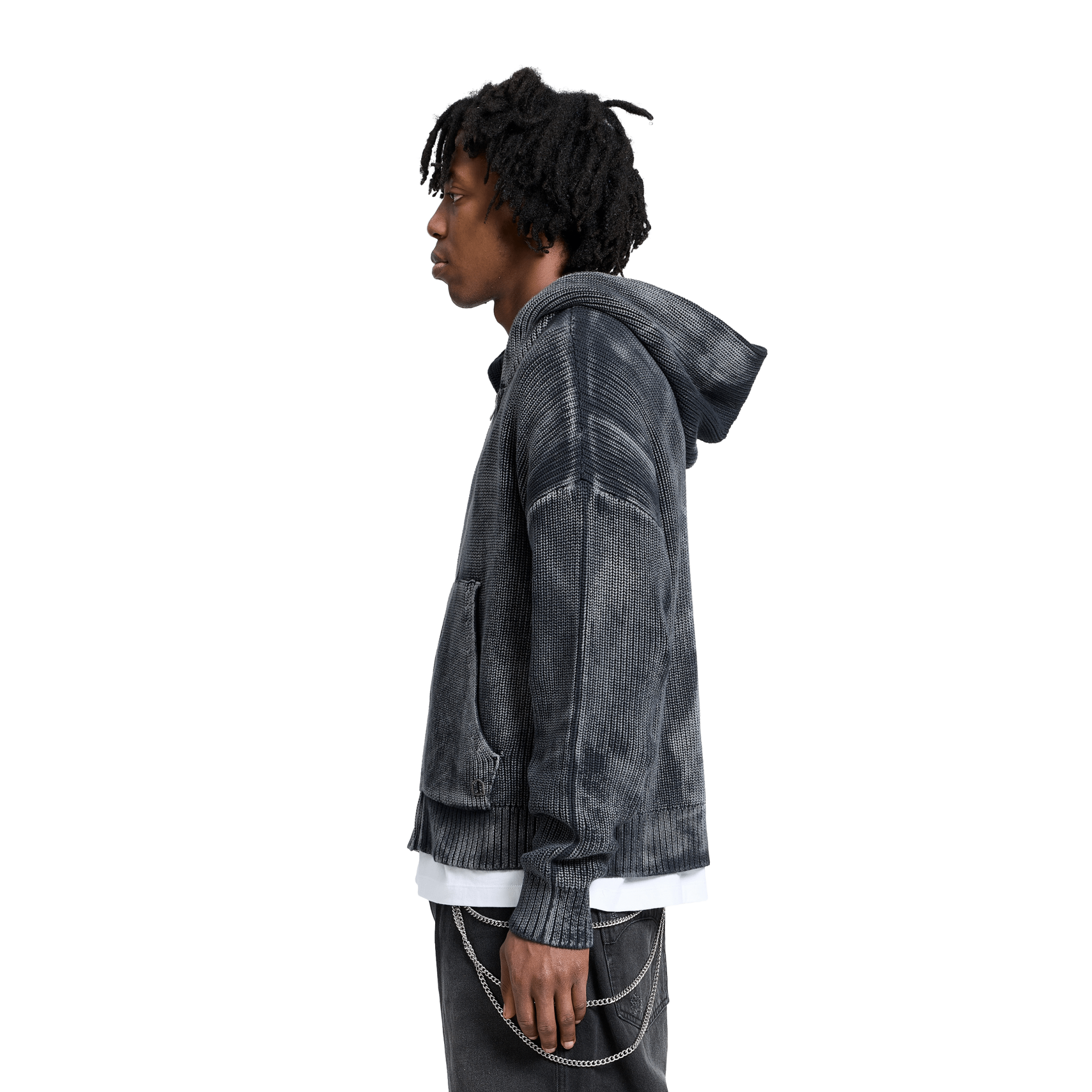 Reternity Essential Knit Zip Hoodie Acid Black - CRETE7028 - Coziness