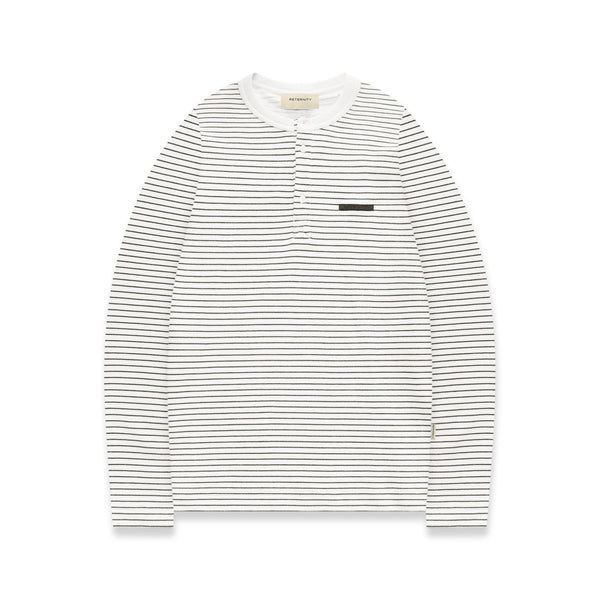 Reternity HENLEY STRIPE LONGSLEEVE OFF WHITE NAVY - CRETH14489 - Coziness