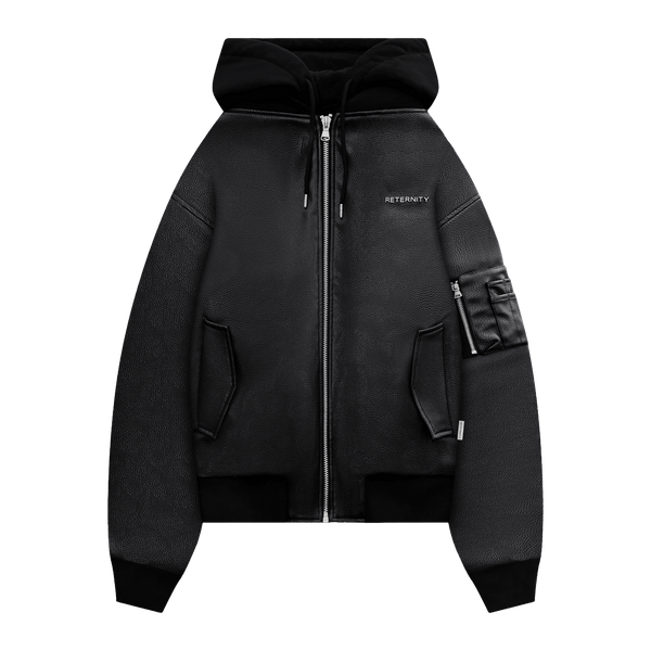 Reternity MÉTROPOLITAIN BOMBER BLACK LEATHER - CRETM13697 - Coziness