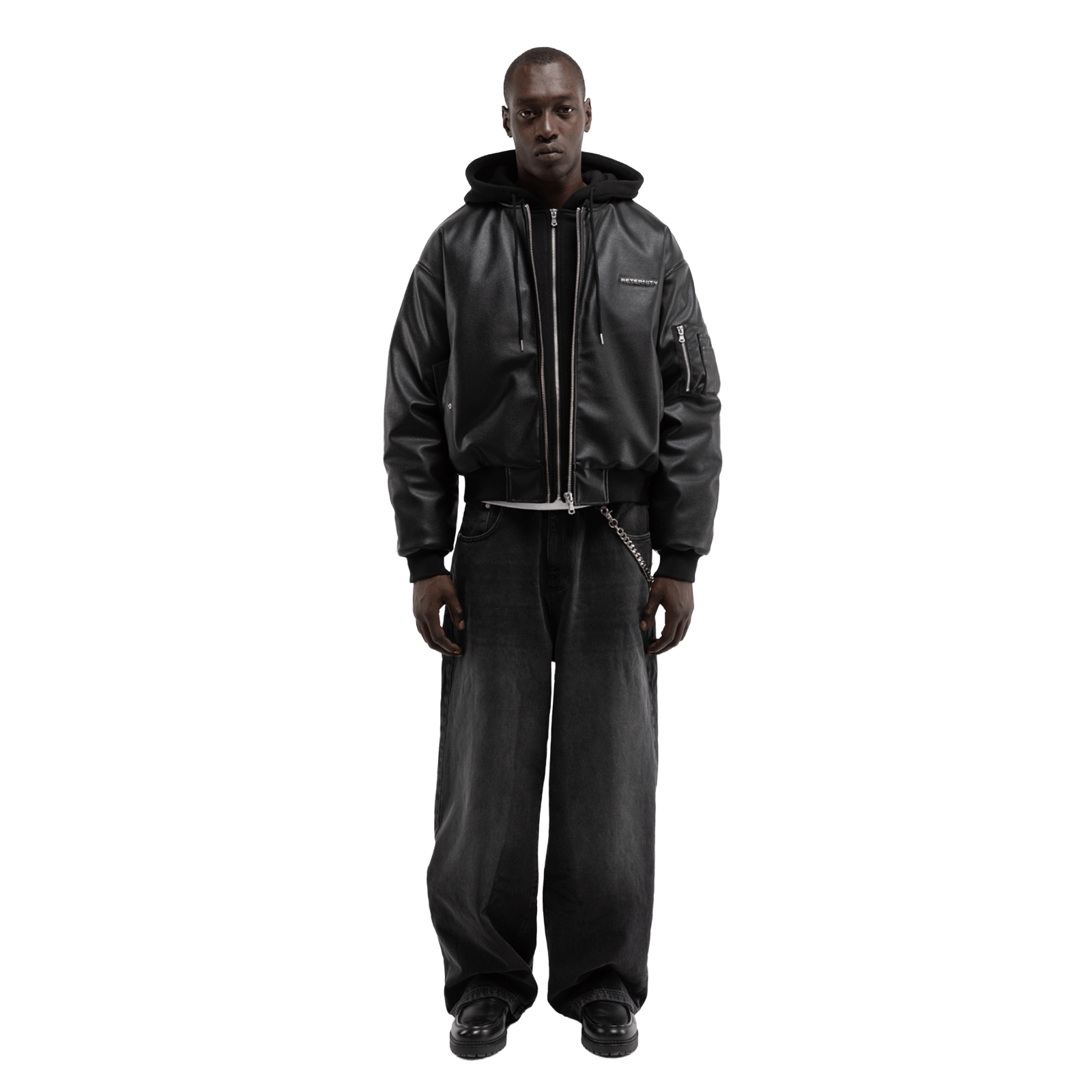 Reternity MÉTROPOLITAIN BOMBER BLACK LEATHER - CRETM13697 - Coziness